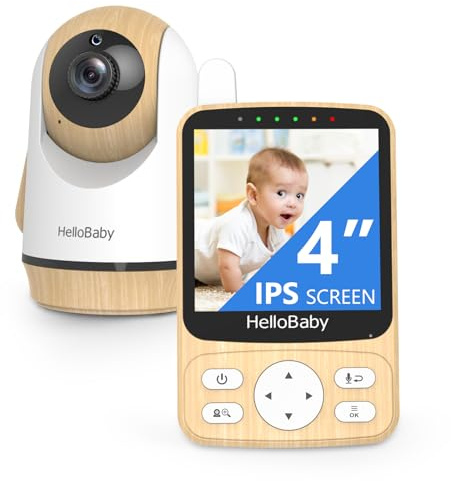 HelloBaby Babyphone mit Kamera,29 Stunden Akkulaufzeit Babyfon,350°/120° Baby Camera mit Ferngesteuerter Pan-Tilt Kamera 2X Zoom,Infrarot-Nachtsichtkamera ECO-Modus,Bis zu 1000ft,2-Wege-Audio