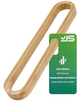 JS Handtuchhalter Bambus Holz handtuchhalter Ohne Bohren GäStehandtuchhalter Selbstklebend Handtuchstange Badetuchhalter für Bad Badezimmer Tür Küche,43CM