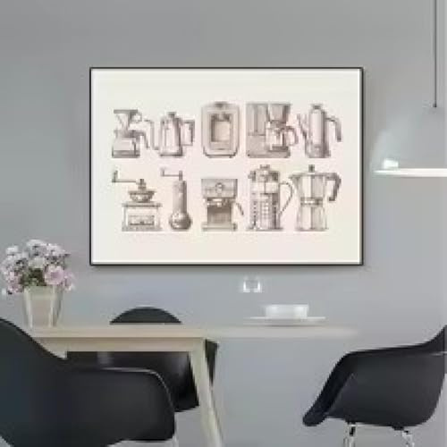 XINBAO Coffee Lovers Cup A Container For Making Kitchen Poster Print Wall Art Pictures Canvas Painting Living Room Bedroom Home 80x140cm Withframe