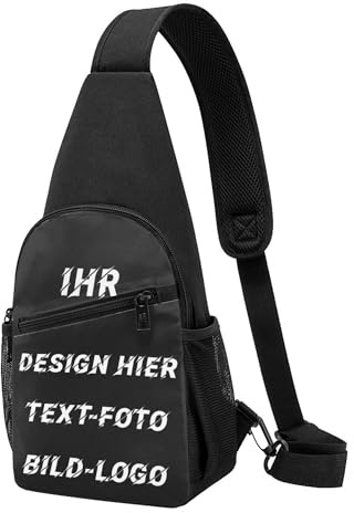 Xenorith Umhängetasche Personalisiert mit Foto/Text personalisierte brusttasche herren sling bag crossbody bag für Laufen Reisen Wandern mini rucksack