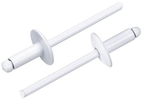 Kvartsman 50 st 12,7 x 7,8 cm blindnitar med stort flänshuvud galvaniserat kolstål handtag och stifthätta blindnitar vit