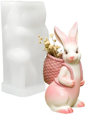 3D-Hasenform aus Silikon – Osterkerzen- und Bastelset, wiederverwendbare Form für Seife, Harz, Ton, Gips | Hobbybedarf für Weihnachtskunst, DIY-Projekte, Geschenkherstellung, festliche Dekoration