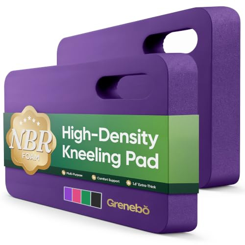 Grenebo Hochdichtes NBR-Schaumstoff-Kniekissen für den Garten, 1,6 extra Dickes Kniekissen für Gartenarbeit, ultraweiches Kniekissen für Gartenarbeit, Arbeit, Sport, 17,3 × 11 × 1,6 Zoll (1, Lila)