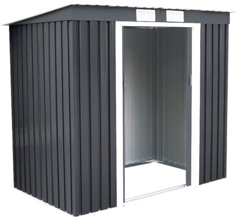 Abri de Jardin en tôle galvanisée 213 x 130 x 173 cm Grande capacité avec Ventilation Naturelle Style Contemporain en Gris 20_0020630