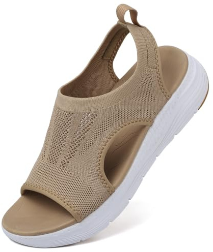 Mokayu Sandals Womens Summer Slingback Orthopedic Slide Sport Sandals with Arch Support Ladies Wedge Walking Sandals Gradation Platform Casual Thick Bottom Comfy Washable Beach Shoes