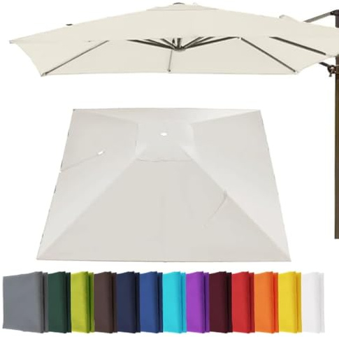 YCXHGK 250×250cm 300×300cm Telo di Ricambio per Parasole Quadrato, Copertura di Ricambio per Ombrellone da Esterno, Impermeabile Baldacchino(Off-white,3x4m/9.8x13ft)
