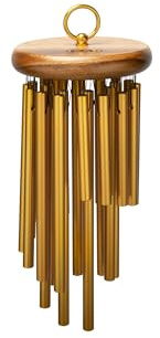 Meinl Percussion Hand Held Chimes - Großes Musikinstrument mit 24 Klangstäben - Handgespielt - Mit Haltering - Aluminium, Gold (CH-H24) | mit 24 Klangstäben, Haltering oben, Aluminium