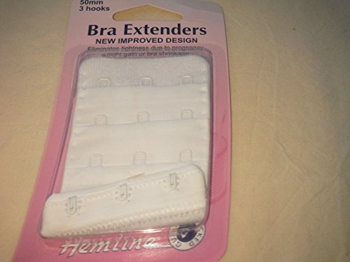 Hemline Bra Back Extenders 3 Hook 50mm: White