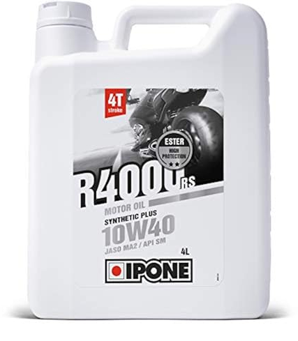 IPONE – Motoröl VT Motorrad 10W40 R4000 RS – 4 Liter Kanister – Teilsynthetischer Schmierstoff mit Ester – Hervorragende Qualität – Außergewöhnliche Verschleißfestigkeit und Motorenschutz