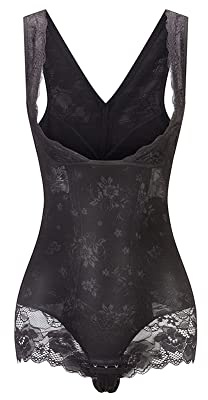 KSKshape Body Contenitivo Modellante Shaper del Corpo Senza Cuciture Shapewear a Petto Aperto Body Slimmer per Pancia per Donne,Nero,L