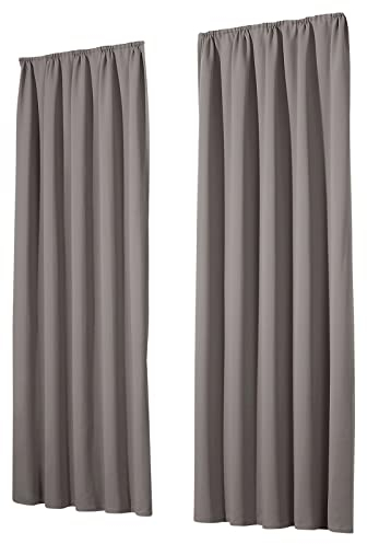 heimtexland Vorhang Blickdicht Thermovorhang Verdunklungsvorhänge 2er Set Kräuselband Deko Gardine Kälteschutz Sonnenschutz Schalldämmung Ökotex Fensterdeko Typ139 Schlamm grau HxB 175x135 cm