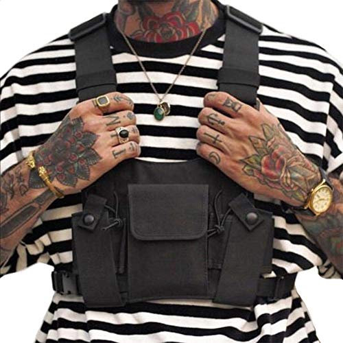 Clape Multifunctional Radio Chest Rig Streetwear Hip Hop Chest Bag Two Way Walkie Talkie Shoulder Bags Hands-Free Chest Harness Bags