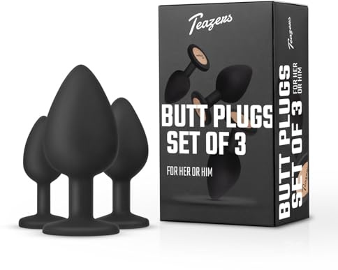 Teazers Plug Anales Set – Silico Tripple Butt Plug Set de 3 tamaños diferentes - Adecuado para usuarios principiantes y avanzados – Plug Anal para mujer y hombre - Negro