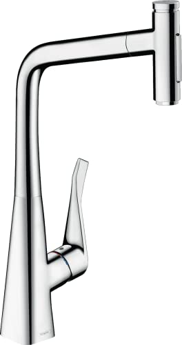 hansgrohe 73820000 Küchenarmatur Metris Select M71, Wasserhahn Küche mit Auslauf Höhe 320 mm, 150° drehbar, ausziehbar, 2 Strahlarten, Chrom Einhebel-Küchenmischer
