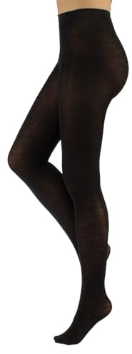 CALZITALY Strumpfhose aus Merinowolle, Winterstrumpfhosen, Warme Strumpfhose | Schwarz, Grau, Navy, Violet, Braun, Beige, Bordeaux, Grün| S, M, L, XL | 100 DEN | Made in Italy (M, Schwarz)