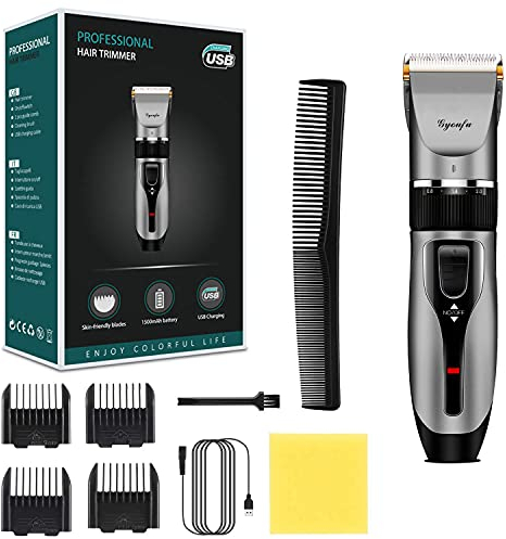Tondeuses à cheveux pour hommes Kit de coupe de cheveux tondeuse à barbe rechargeable électrique rasoir à barbe sans fil pour chiens de compagnie bébé enfants avec peignes de guidage (Noir A1)