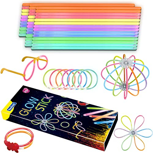 YouCute 45 Pièces Fluorescent Bracelet Lumineux Fluo Soiree Sacs de Fête Cadeaux Pochette Anniversaire Enfant Invite Surprise Goodies Pour Garçon Fille