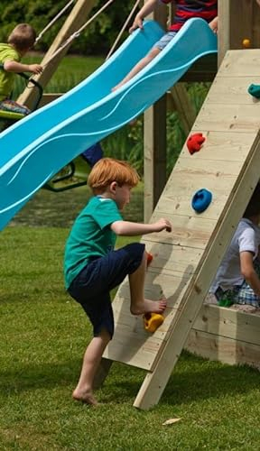 Gartenwelt Riegelsberger Kletterwand mit Steinen für Podesthöhe 150 cm imprägniertem Kiefernholz Anbaumodul für Spieltürme und Stelzenhäuser