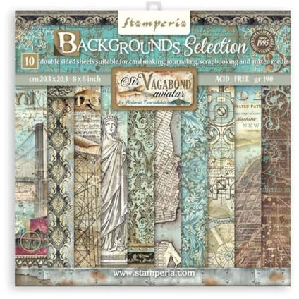 Stamperia Sir Vagabond Aviator Background Paper Pad 20x20, One Size, SbBS63