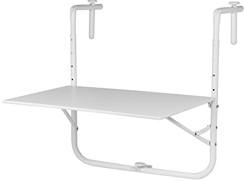 URBNLIVING Large Hanging Steel Folding Side Balcony Drinks Storage Tray Rack Holder Table (White)