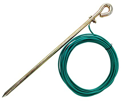 MOKIKUBA- Portable Ground Rod with15ft Flexible Grounding Wire UL Listed | Great for Electric Fences,Antennas,Satellite Dishes,Ground Post Pin,Tie out Stake (Portable Ground Rod with 15ft Wire)