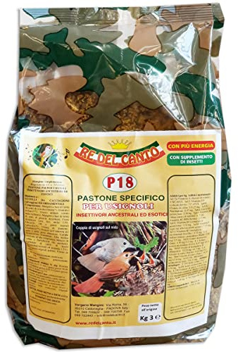 Re del Canto, P18, 1 Pack da 3kg, mangime per Uccelli insettivori, pastoncino Morbido per richiami, Alta energia, pastone per usignolo, Merlo, tordo, allodola, 1 Confezione da 3kg