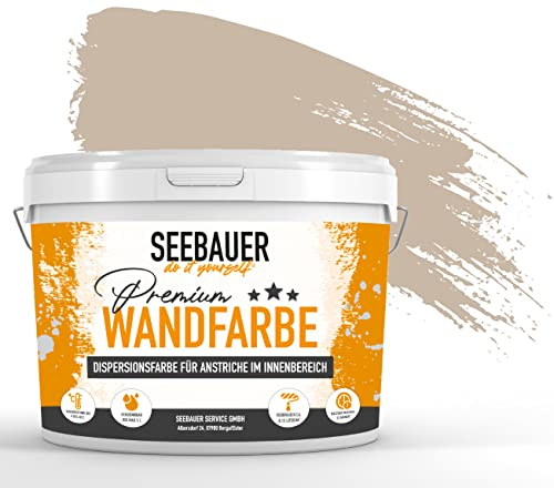 SEEBAUER diy Wandfarbe Braun 300ML für Innen (No. 647 Pure Earth) Edelmatte hellbraune Innenfarbe - Brauntöne sehr hohe Deckkraft - Matt, Abwaschbar und Tropffrei