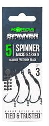 KORDA Spinner Hook Sections – Vorgebundene Hakensektion für das Karpfenangeln, perfekte Montage für Spinner Rigs, verschiedene Hakengrößen, 3 Stück pro Packung
