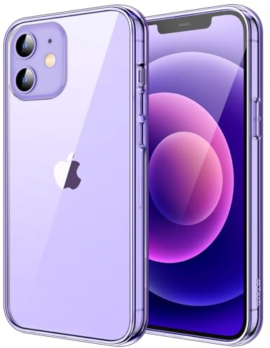 JETech Hülle für iPhone 12/12 Pro, Anti-Vergilbung, Dunkellila | Stoßschutz, Kratzfeste Harte PC-Rückseite, Robuster Transparenter TPU-Rahmen