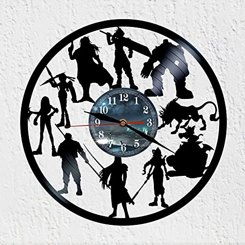 VINY WOODY Wanduhr Vinyl Disc Silhouetten Charaktere des klassischen Videospiels