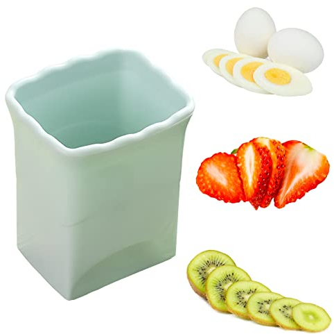 Fruit Cutter, Cup Cutter with Stainless Steel Blades, Cup Slicer, Multifunctional Fruit Cutter for Strawberries, Bananas, Eggs, Vegetables, Kitchen Aid (Mint Green)