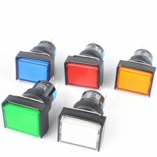 Rosso/Verde/Giallo/Blu/Luce Bianca 1NO 1NC Interruttore a pulsante rettangolare con aggancio/sblocco 6/12/24/220V (Color : -, Size : SELF-LOCKING_DC24V)
