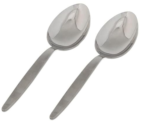 BNAZIND 2-Pack Chef Kunz Sauce Spoon | Silverware 18/10 Stainless Steel Silver Culinary Serving Spoons | 9 Inch Basting, Quenelle, Dinner, Plating, Chef Cooking Spoon | Dishwasher safe