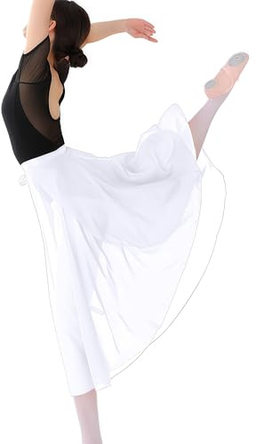 MUNAFIE Gonna da balletto, da donna, in chiffon, per balletto, regolabile, per donne e ragazze, bianco, Taglia unica