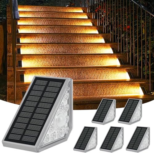 Weinsamkeit Lampes Solaires Extérieures avec Détecteur de Mouvement, 6 Pièces Eclairages Extérieurs Solaires pour Escaliers - 1200mAh/3000K/IP65 Étanche, Idéal pour Escalier, Chemin, Allée