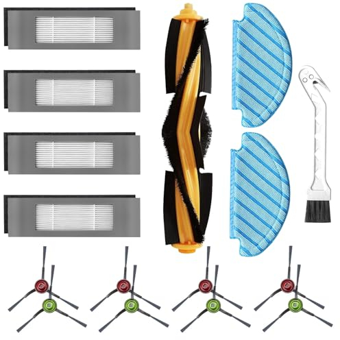 16 Stück Zubehör für Ecovacs Deebot N8/N8+/N8 Pro/N8 Pro+/T8/T8+/T8 AIVI/T8 AIVI+/T8 MAX/OZMO T8/T9/T9+/OZMO 950/920 1 Hauptbürste + 4 Filter + 8 Seitenbürsten + 2 Wischtücher + 1 Reinigungsbürste
