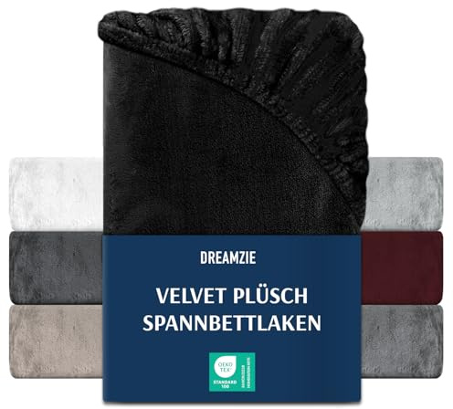DREAMZIE Sábana Bajera 140-160x200 - Negro - Sabana Pola para Cama de 140 a 160 x 200 cm - Oeko Tex