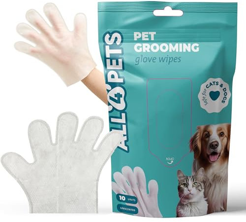 All 4 Pets Dog Washing Gloves – 10-Pack Pet Grooming Gloves – Natural Plant Fiber Dog Cleaning Wipes for Body, Ears, Tear Stain Wipes – Ideal for Travel, Outdoors
