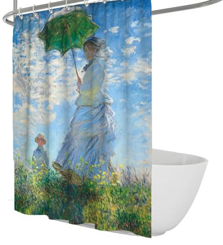 SHUODAOCO Cortina de Ducha estética Cortina de Ducha Moderna Cortina de Ducha de Mujer con Paraguas Cortina de Ducha de Tela de poliéster Impermeable 180Bx180Lcm