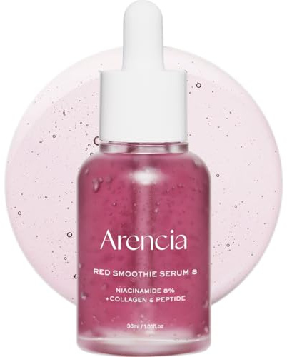 Arencia Red Collagen + Peptide Smoothie Serum, 8% Niacinamid, Vitamin C, Vitamin E, Lifting Anti-Aging Serum für Hauttextur für Glashaut