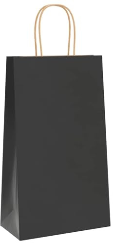 vidaXL Papiertragetaschen 250 Stk., Papiertüten mit Henkeln, Kraftpapiertüten, Geschenktüten für Einkaufen Hochzeiten Verpackungen Partys Geburtstag Weihnachten, Schwarz 21x11x36cm