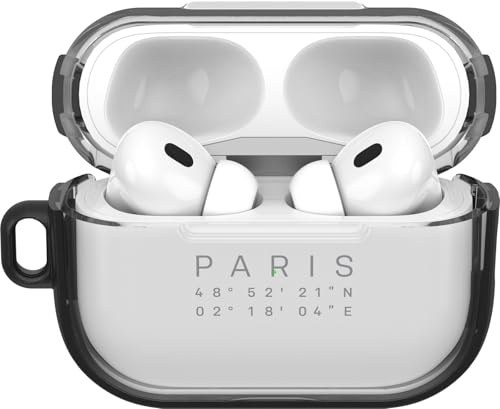 OtterBox Clear Kopfhörer Hülle für AirPods Pro (Pro 2), Paris | Stoßfeste, sturzsichere, ultraflache, kratz- und abriebfeste Schutzhülle für Apple AirPods, inklusive Karabiner