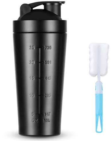 ACWOO 900ml Coctelera de Proteínas de Acero Inoxidable, Botella Mezcladora de Proteínas BPA Libre, Botella Mezcladora de Batidos de Proteínas, Coctelera de Proteínas Sport Fitness, Protein Shaker