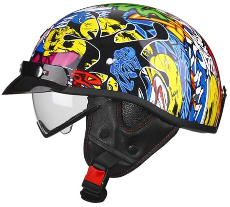 Caschi Da Moto Jet Stile Vintage Con Visiera Parasole HD Mezzo Casco Da Motociclista Per Uomini E Donne Casco A Scodella Caschi Cromwell Omologato ECEDOT