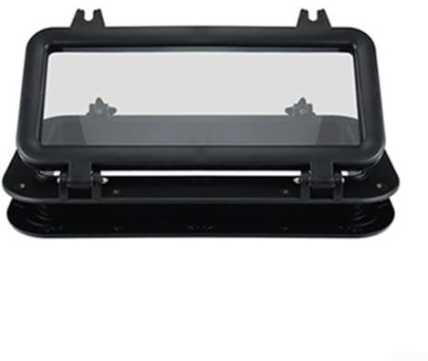 Finestra da tetto in oblò per camper in vetro acrilico e lega di alluminio, impermeabile, con protezione solare, per roulotte/rimorchio, 40 x 20 cm, colore nero, apertura 50 x 30 cm