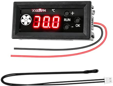 Silkwish DC 12V PWM Lüftersteuerung 4pin mit Digitale Anzeige Temperatur und Drehzahl - Lüftersteuerung Temperatur für 4-Draht PC Lüfter - Drehzahlregler 12V Fan Controller mit Temperatursensor