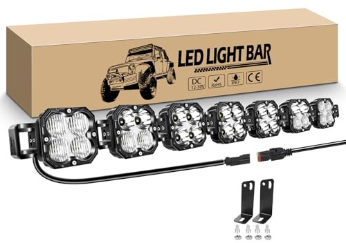 RIGIDON Led Arbeitsscheinwerfer Bar, 46 Zoll 118 cm 210W Lightbar KFZ | 17500LM, 12V 24V 6000K Weiß Wasserdicht Gebogen Gerade Led Lichtbalken für Auto Offroad SUV ATV LKW PKW Traktor Fahrzeuge 4x4