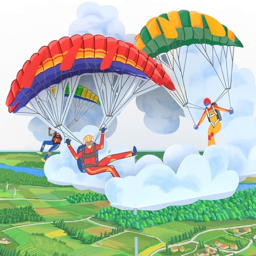 papercrush Pop Up kort fallskärmshoppare – 3D födelsedagskort för män (vän, pappa), paragliding och fallskärmshoppare, present, kupong för fallskärmhopp, skydiving och tandemhoppning