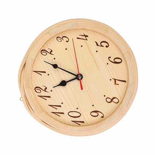 TOPINCN Horloge de Sauna en Bois avec Grands Chiffres, Design élégant pour Salle de Sauna, Utilisation Intérieure et Extérieure, 230 Mm
