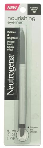 Neutrogena Nourishing Eyeliner Pencil, Built-in Sharpener for Precise Application and Smudger for Soft Smokey Look, Luminous, Nonfading and Nonsmudging Cosmic Black 10, .01 oz